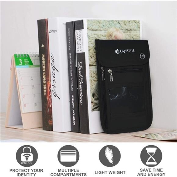 Neck Wallet, RFID Passport Holder for Travel, Adjustable Neck Strap - Picture 13 of 14